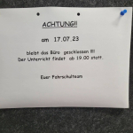 AM 17.7. eingeschränkte Öffnungszeiten